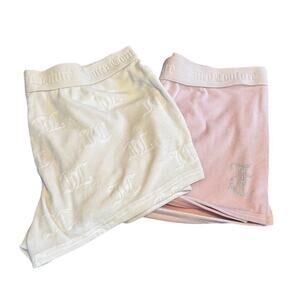 Juicy Couture Velour Lounge Shorts Bundle Pink White Y2K Logo Size Medium
